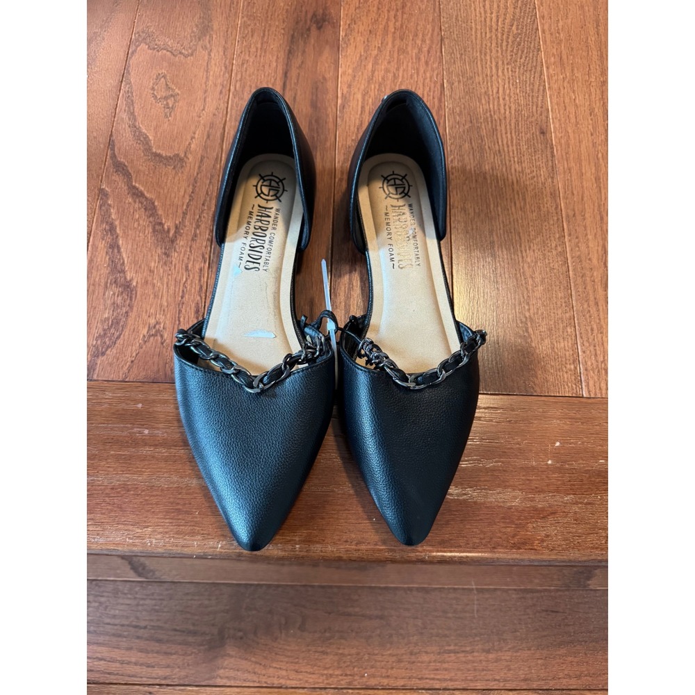 Harborsides Womens Pointed Toe D'Orsay Chain Link Memory Foam Flats Size 7M